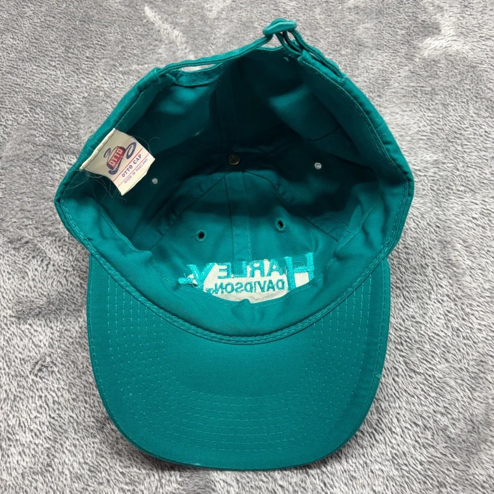 Vintage Harley Davidson Strapback Hat Green OttoCap Made In Thailand Embroidered